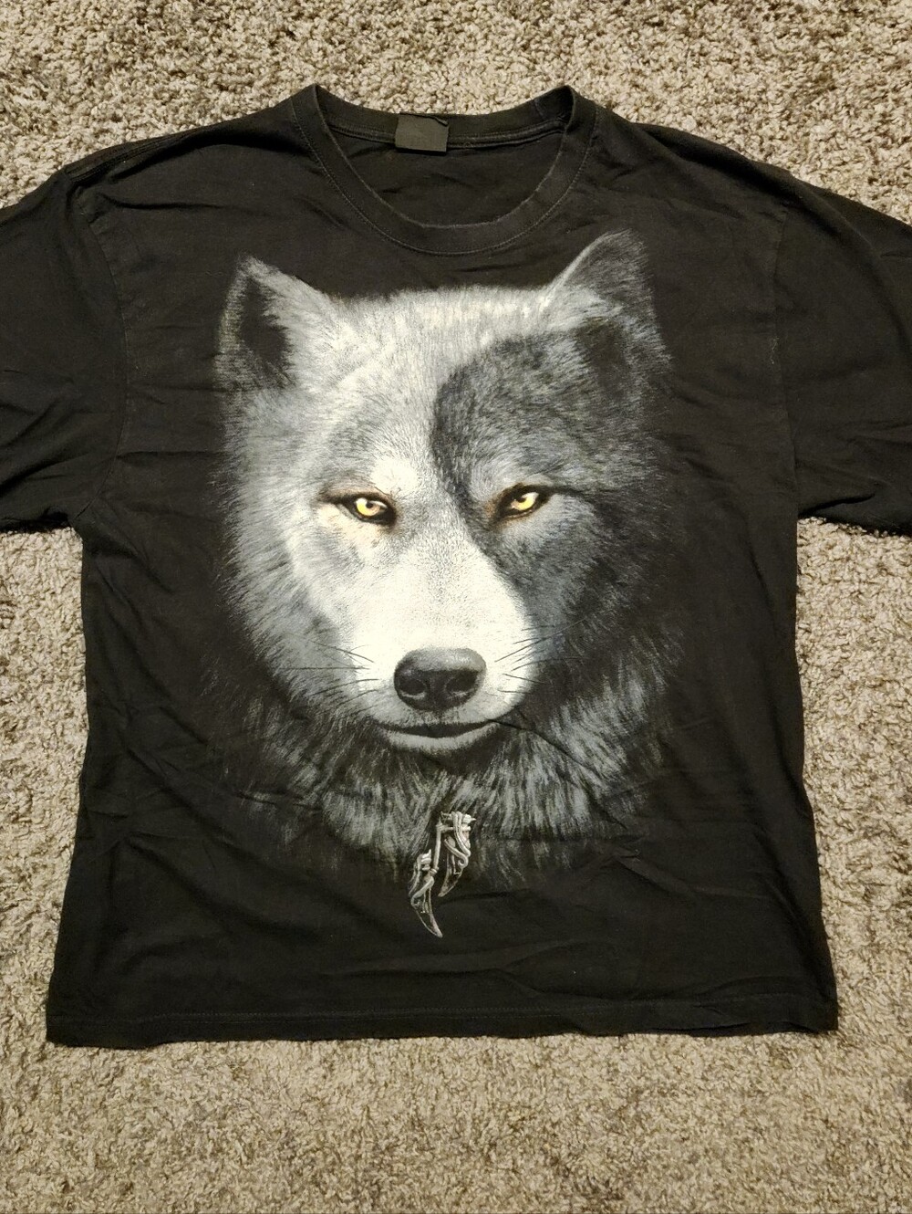 Spiral Direct Wolf Dreamcatcher Graphic T-Shirt Black Goth Yin Yang size XXL